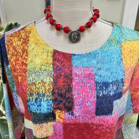 SALE!  Colorful Ali Miles Artsy Pullover Top - Picture 2 of 9